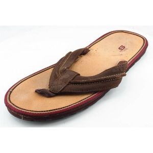 Skechers‎ Flip-Flops Brown Leather Men Shoes Size 9 Medium